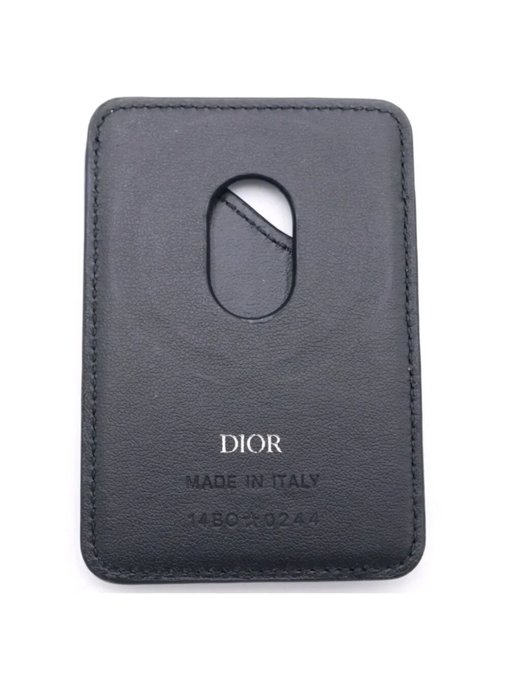 Dior Saddle Magnetic Card Holder Case Black Leather
